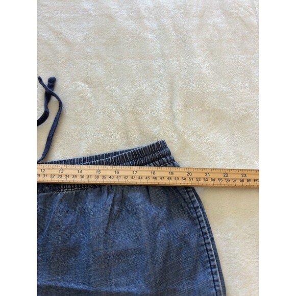 Talbots Pants Extra Large Chambray Easy Drawstring Ankle Lyocell Linen Coastal - Picture 8 of 9